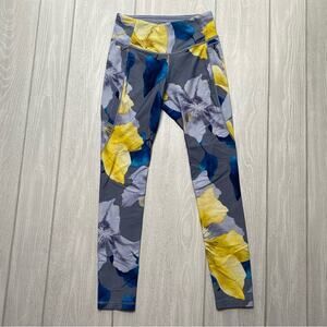 Calia Energize Gray Yellow Teal Floral Compression 7/8 Leggings Size XS X-Small
